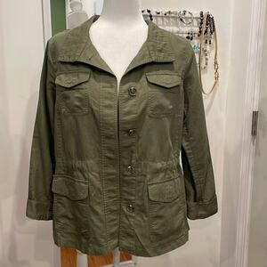 Talbots Green Linen Blend Utility Jacket size MP